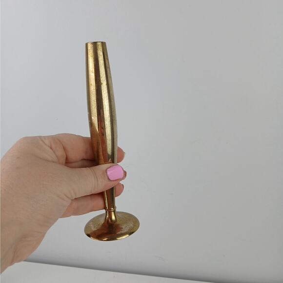 Dirigold Sweden Vintage Brass Modernist Bud Vases Pair of 2 MCM - Picture 4 of 5